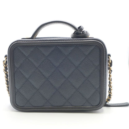 Chanel Chanel CC Filigree Vanity Chain Shoulder Bag Navy