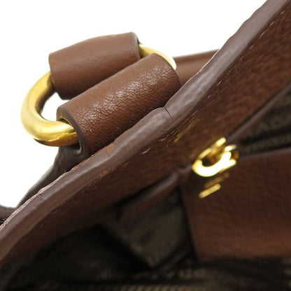 Prada 2way Bag Metal Logo Leather Paliss Andro Gold Hardware Brown Vitello Daino