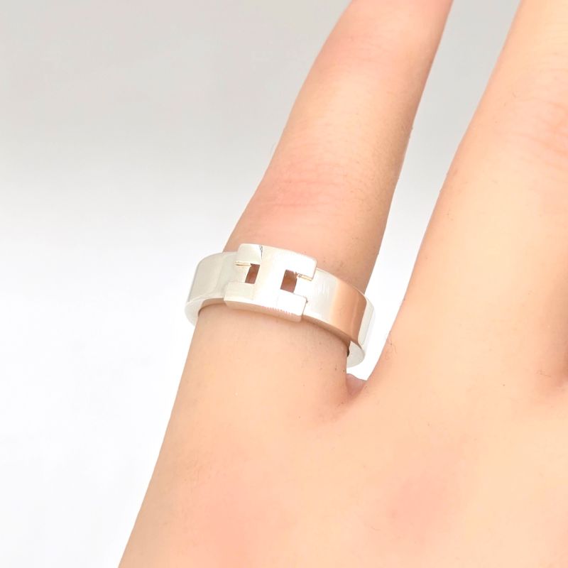 Hermes New Hercules Ring 49 Approx Size 9 Engraved A And D H Logo Star Ring