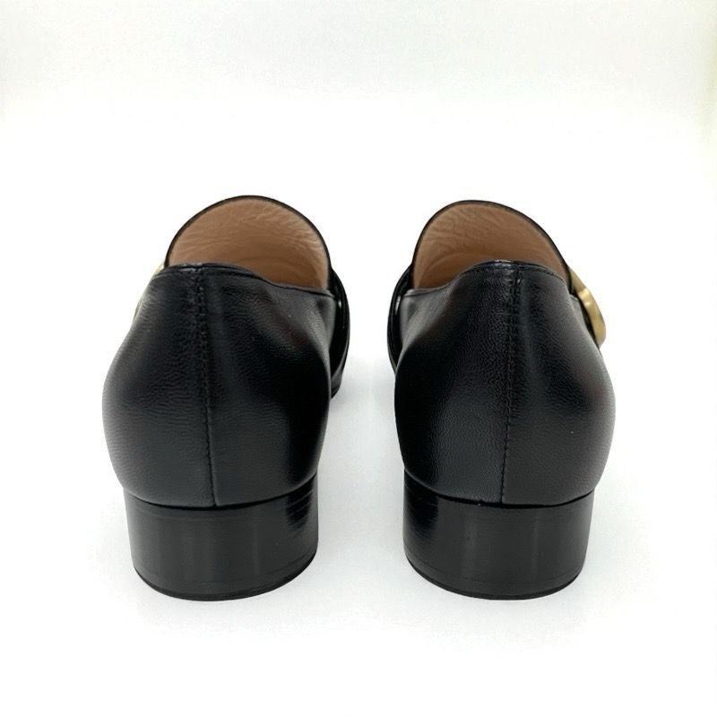 Gucci Double G Loafers Leather Shoes Leather Black Gold Ggmarmont