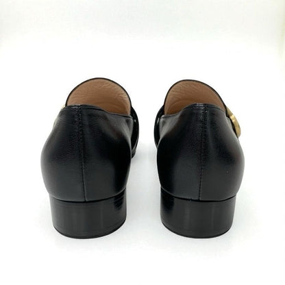 Gucci Double G Loafers Leather Shoes Leather Black Gold Ggmarmont