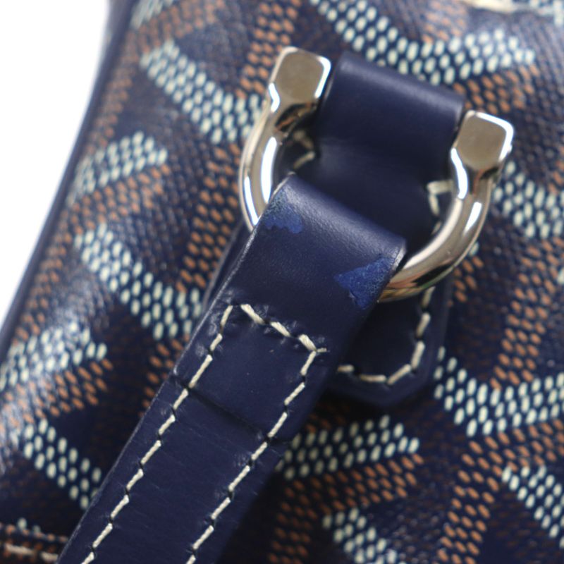 goyard Cupveil PM Canvas Leather Allover Logo Square Shoulder Bag Navy Storage