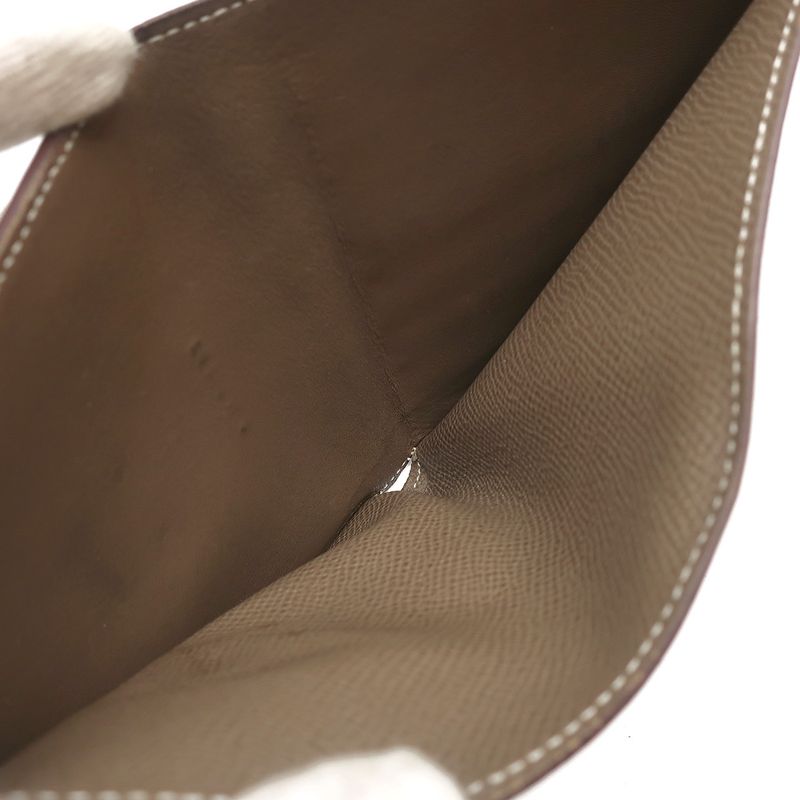 Hermes Trifold Wallet Click 12 Vaux Epson Etoupe Silver Hardware Grained C