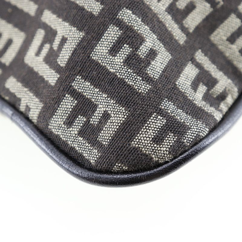 Fendi One Shoulder Zucchino Canvas Brown Unisex Shoulder Bag