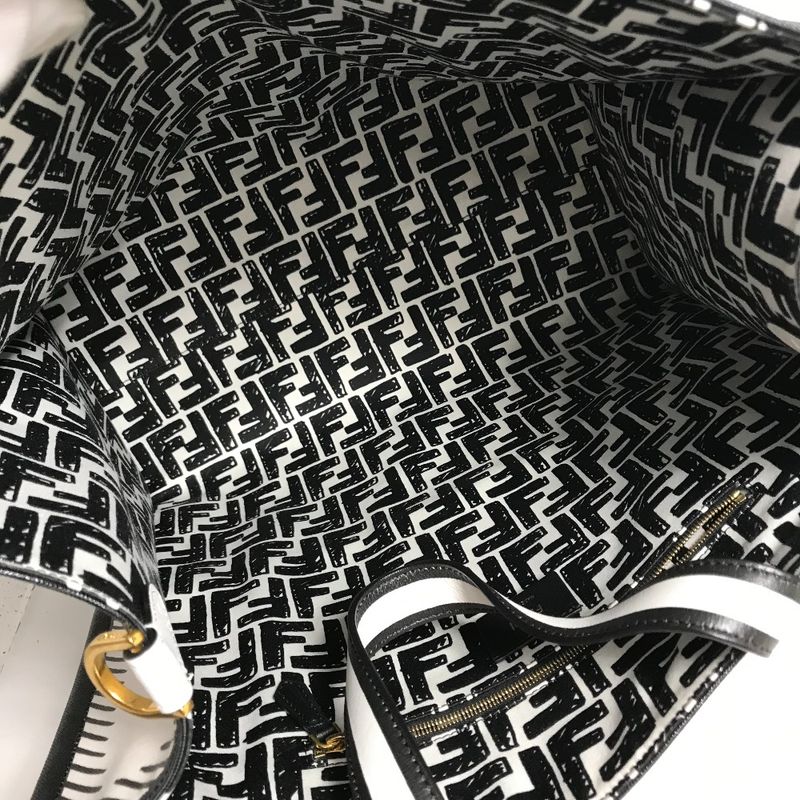 Fendi Tote Shopper Bag 8bh357 Coated Canvas White