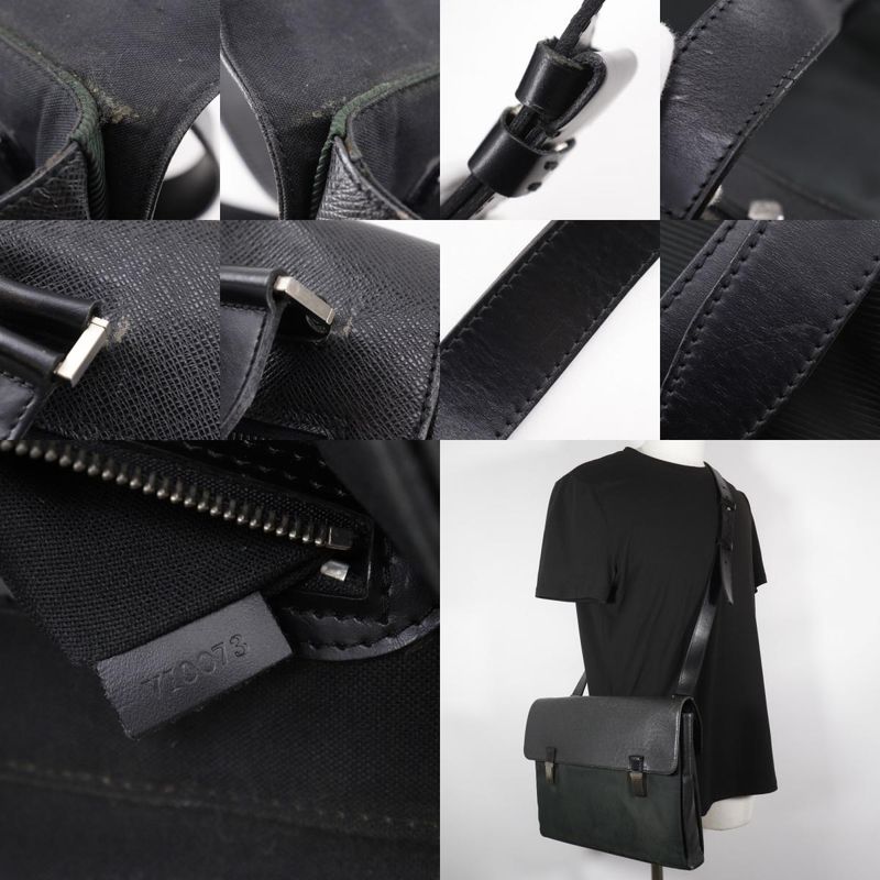 Louis Vuitton Sarah Tov GM M30882 Taiga Noir Black Vi0073 Men's Shoulder Bag