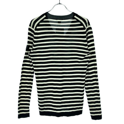 Louis Vuitton 15aw V-Neck Silk Striped Knit Sweater White Black S