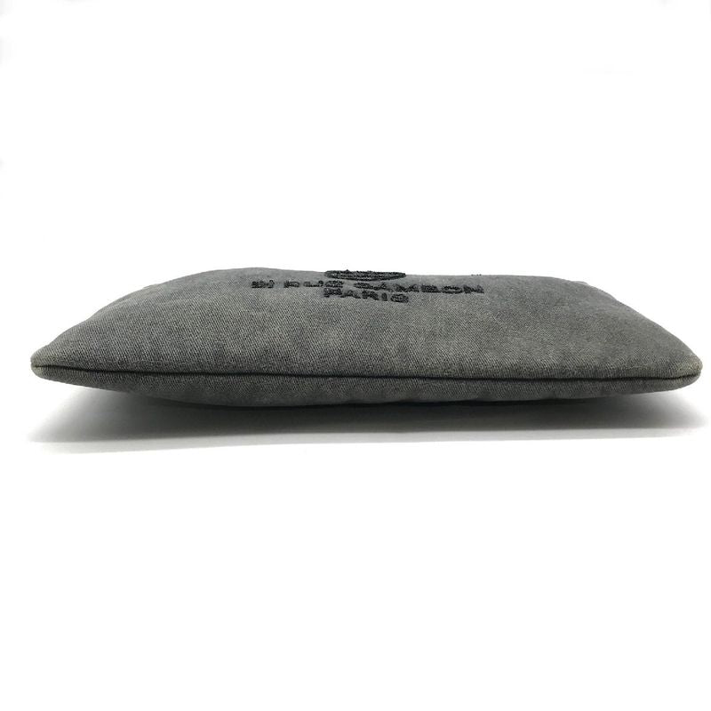 Chanel CC Logo Deauville Denim Sequin Clutch Gray Jeans