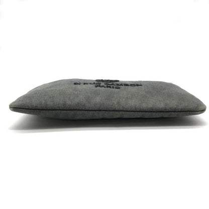 Chanel CC Logo Deauville Denim Sequin Clutch Gray Jeans