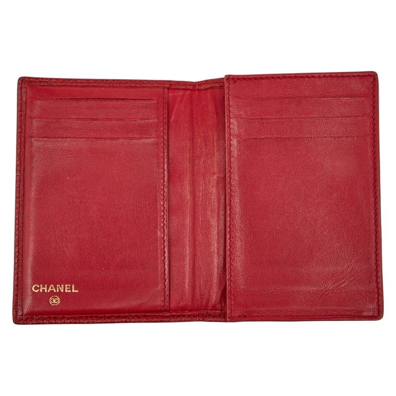 Chanel Coco Mark Card Case Business Card Holder Red Caviar Skin Ladies Chanel