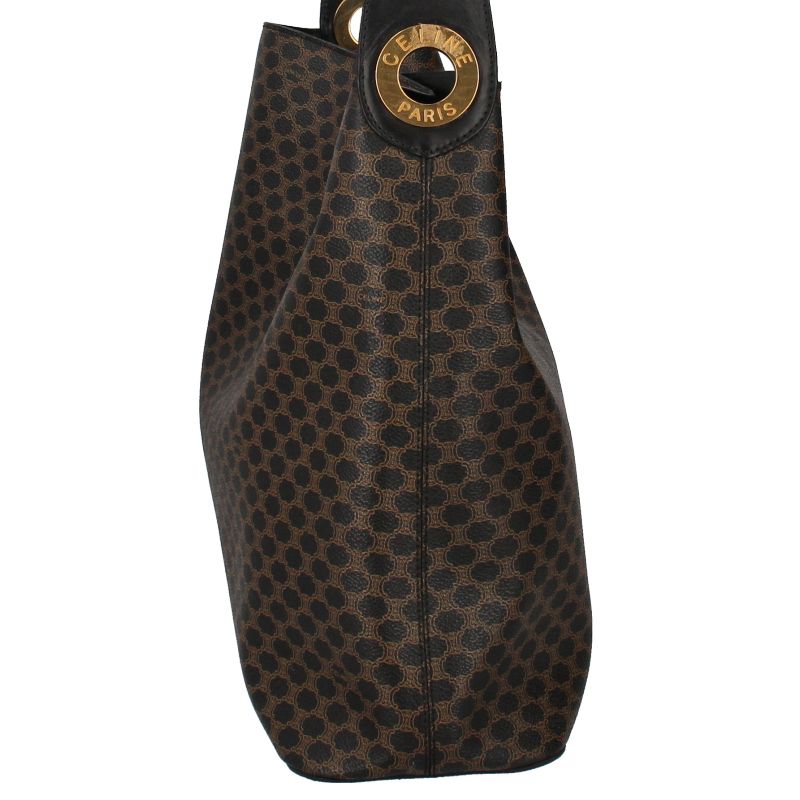 Celine Macadam One Shoulder Bag PVC Leather Women's Shoulder Bag Brown Excellent