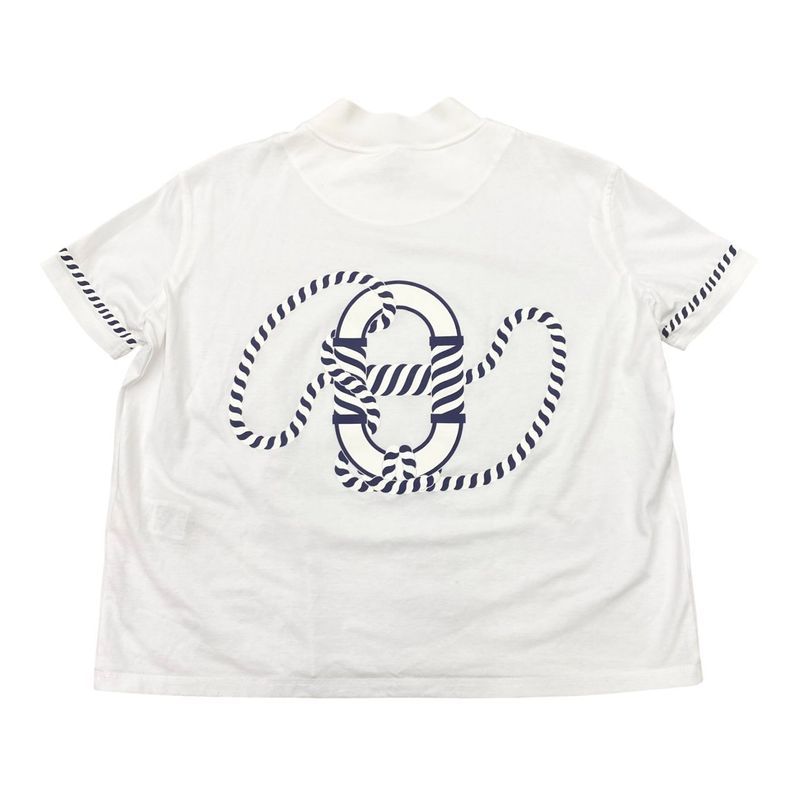 Hermes Short Sleeve T-Shirt Cartouche Mock Neck 3e4621dl Size 34 Backpack Print