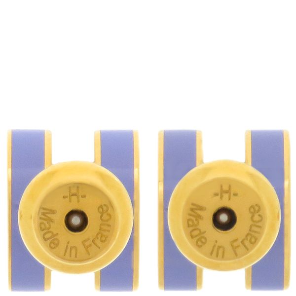Hermes Earrings Pop Ash Hearrings Mini GP Enamel Lilac and Gold Hardware Hshape