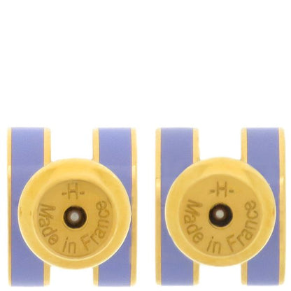 Hermes Earrings Pop Ash Hearrings Mini GP Enamel Lilac and Gold Hardware Hshape