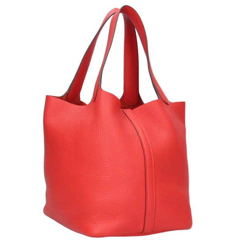 Hermes Picotin Lock MM Y Engraved Svhardware Taurillon Clemence Rouge Tomato