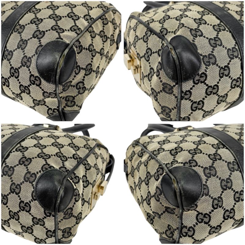 Gucci GG Canvas Mini Boston Bag Handbag GG Pattern Navy Dark Blue