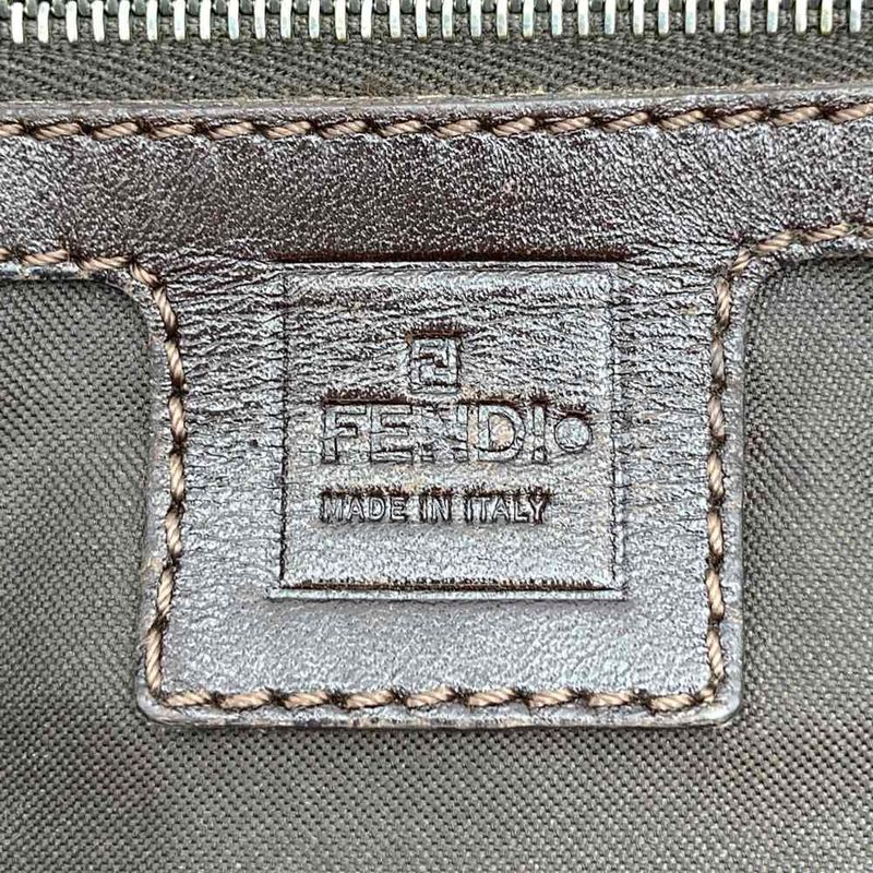 Fendi Zucca Handbag Tote Bag Nylon Brown Khaki Women