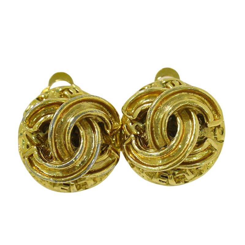 Authentic Chanel Coco Mark Earrings GP Gold Plated Coco Mark Accessories