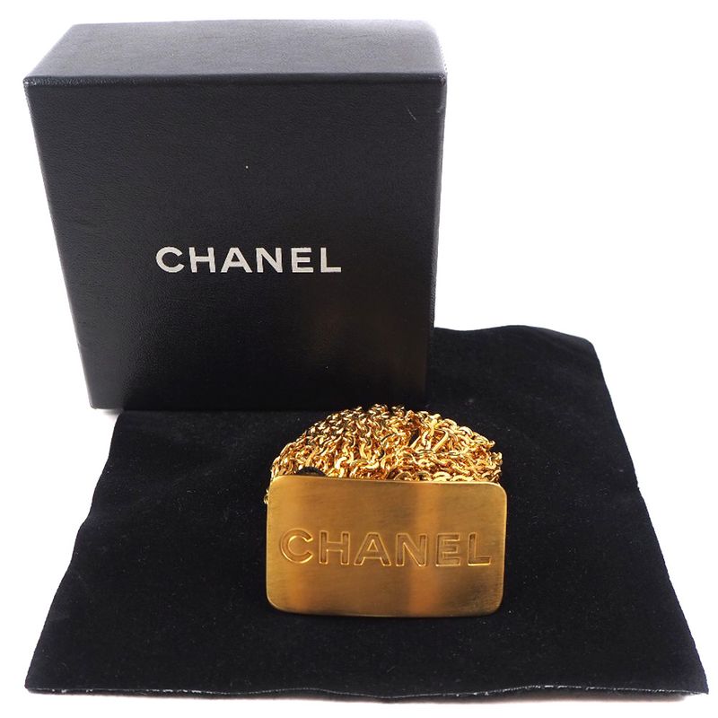 Chanel Chain Logo Plate A07689 Gold Plated Gold 96A Ladies Belt