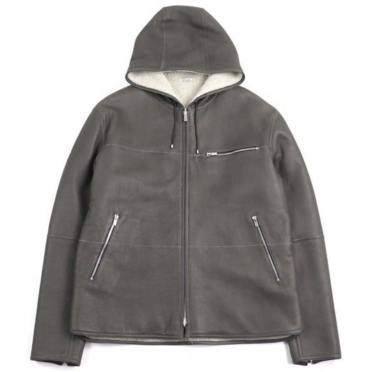 Hermes 053265hatc54 Sheepskin Leather Cowhide H Logo Zip Reversible Double Face