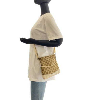 Gucci Brown Ivory Silver Hardware GG Canvas/leather 147671 Shoulder Bag