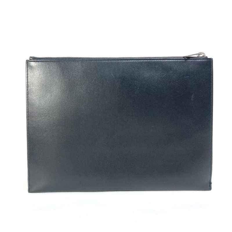 Saint Laurent Paris Clutch Bag Logo Patch 397295 Leather Black