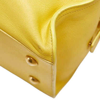 Saint Laurent Petit Cabas Y Line Handbag Shoulder Bag 2WAY Yellow Leather Women