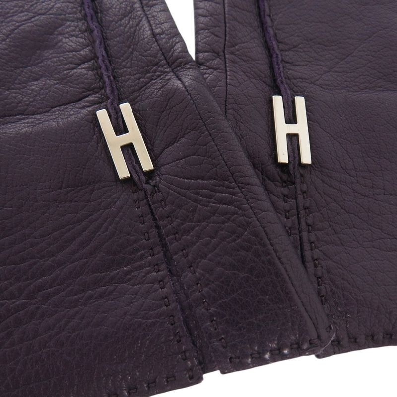 Hermes Hhardware Gloves Goth Leather Purple 0488 Hermes
