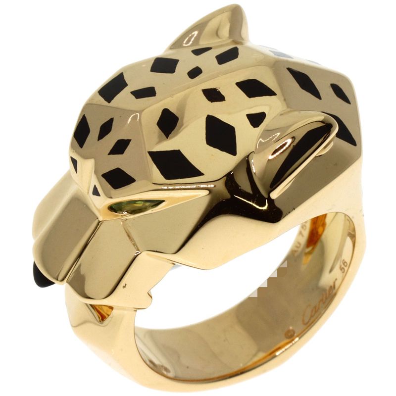 Cartier Panthère De Cartier Lacquer Tsavorite #56 Ring 18K Yellow Gold Ladies