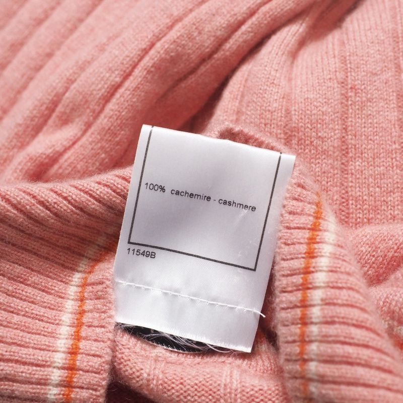 Chanel Knit 01P CC Logo Coco Mark All Cashmere Sweater V-neck Pink [recommended]