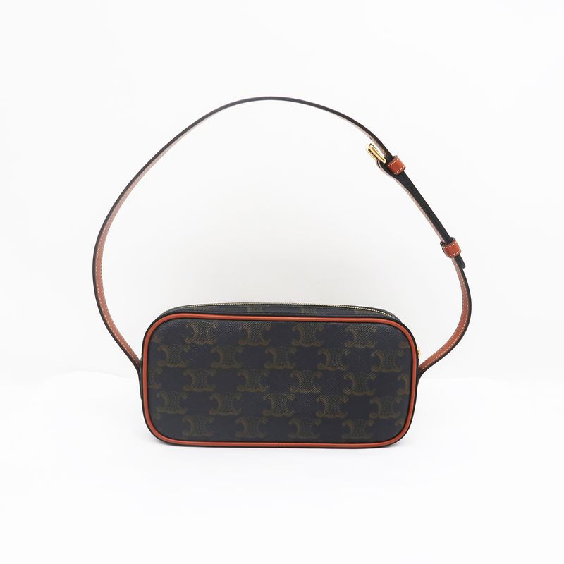Celine Mini Camera Triomphe Shoulder Bag Pouch Bag Brown Multicolor -