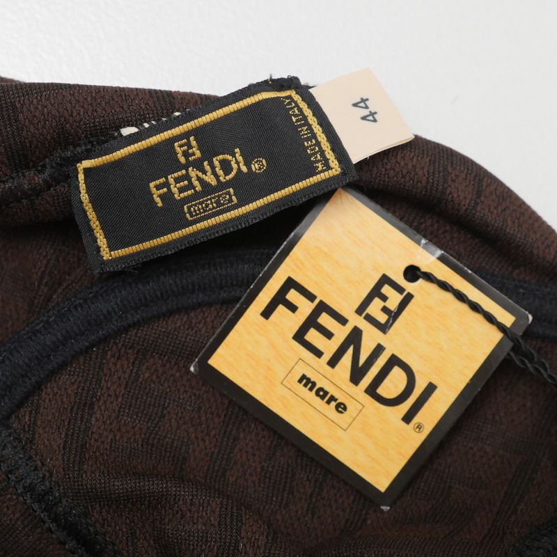 Fendi Size 44 FF Logo Zucca Pattern One Piece Swimwear Swimsuit