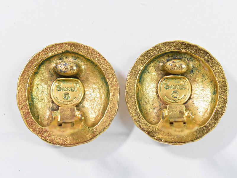 Authentic Chanel Coco Mark Earrings GP Gold Plated Coco Mark Accessories