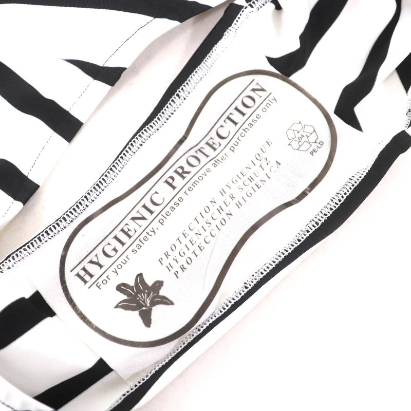 CHANEL 22C P71948 Coco Mark Strap Pattern Swimwear Swimsuit Dress White Black