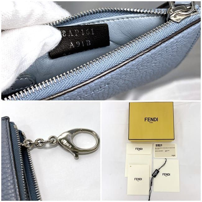 Fendi Key Case Coin Case Light Blue 8ap161 Excellent Condition