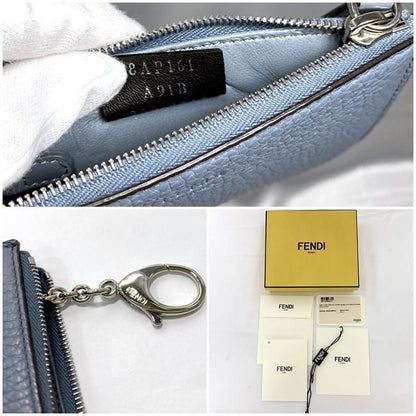 Fendi Key Case Coin Case Light Blue 8ap161 Excellent Condition