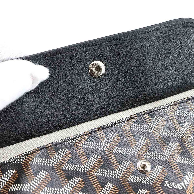 Exhibited Goyard Saint Louis GM Tote Bag Herringbone PVC Leather Black Saint