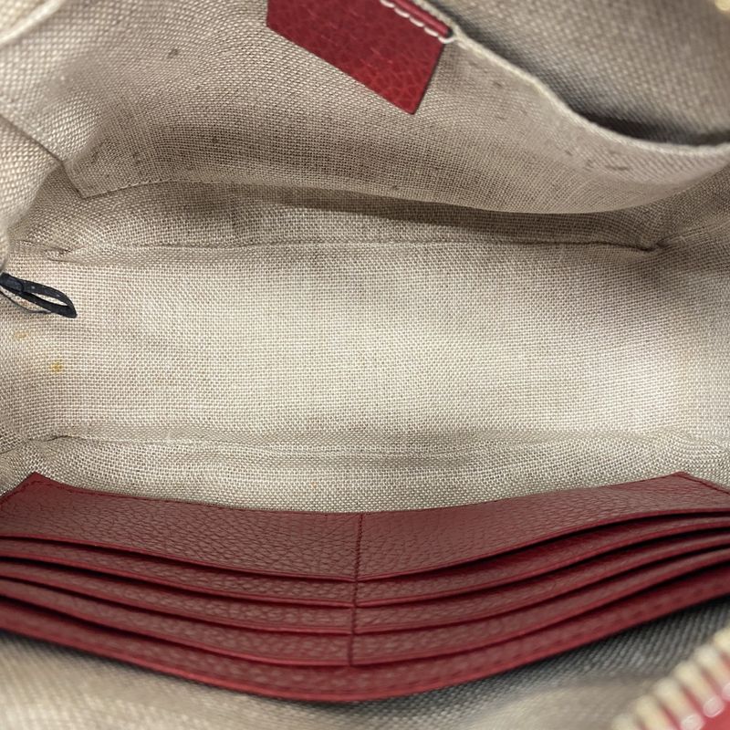 Gucci Shoulder Bag GG Canvas 449413 Canvas Brown Red Chien Pan Gold Hardware