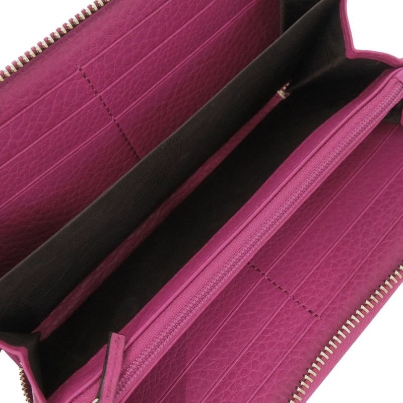 Gucci Bamboo 307984 Leather Magenta Round Zipper Long Wallet 1329 Gucci