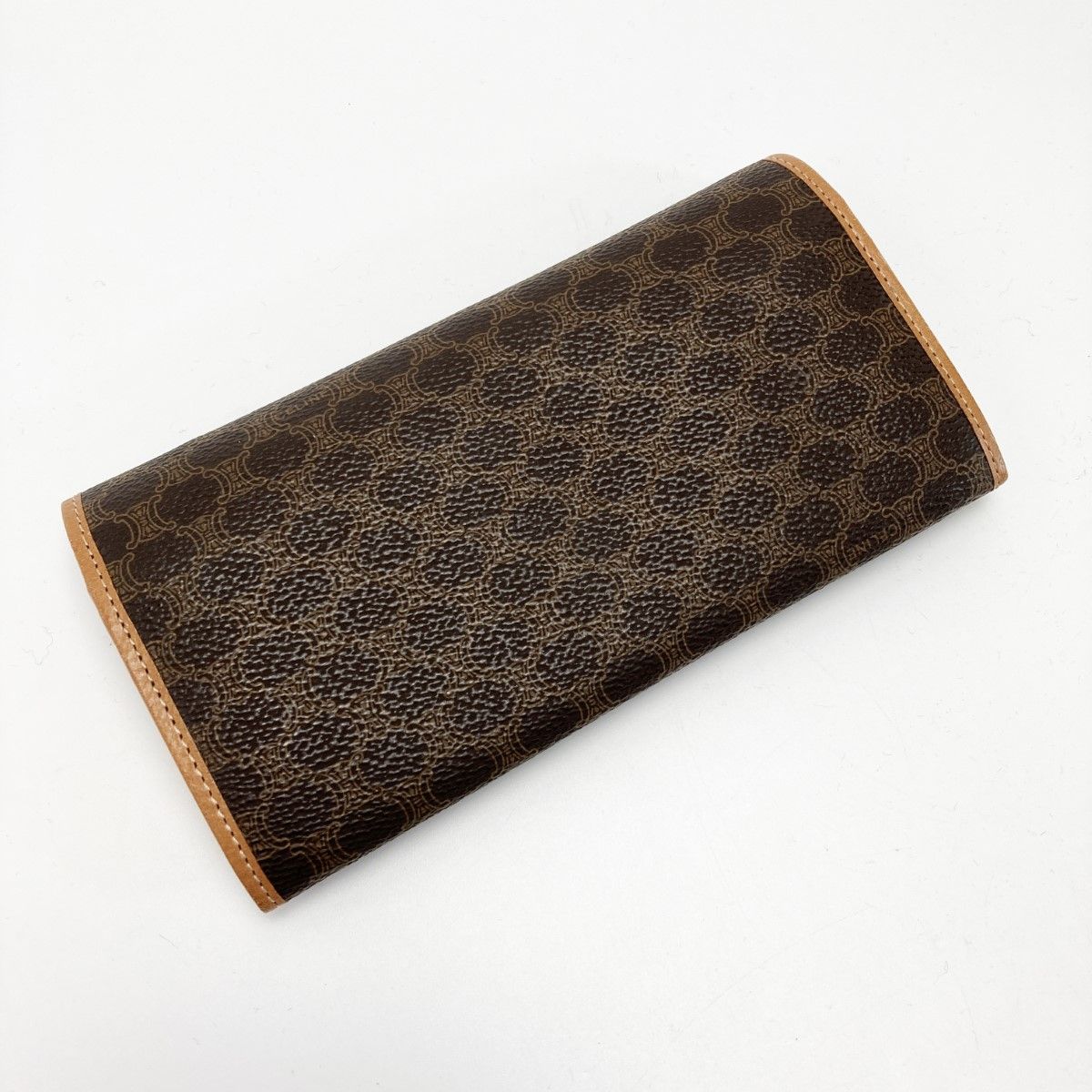 Celine Macadam Pattern Bifold Wallet Pouch Brown PVC×leather Long Wallet