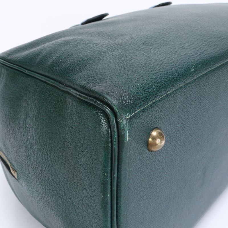 Hermes 00W Marked Gallop 50 Leather Boston Bag Green Business Travel A4 Tote