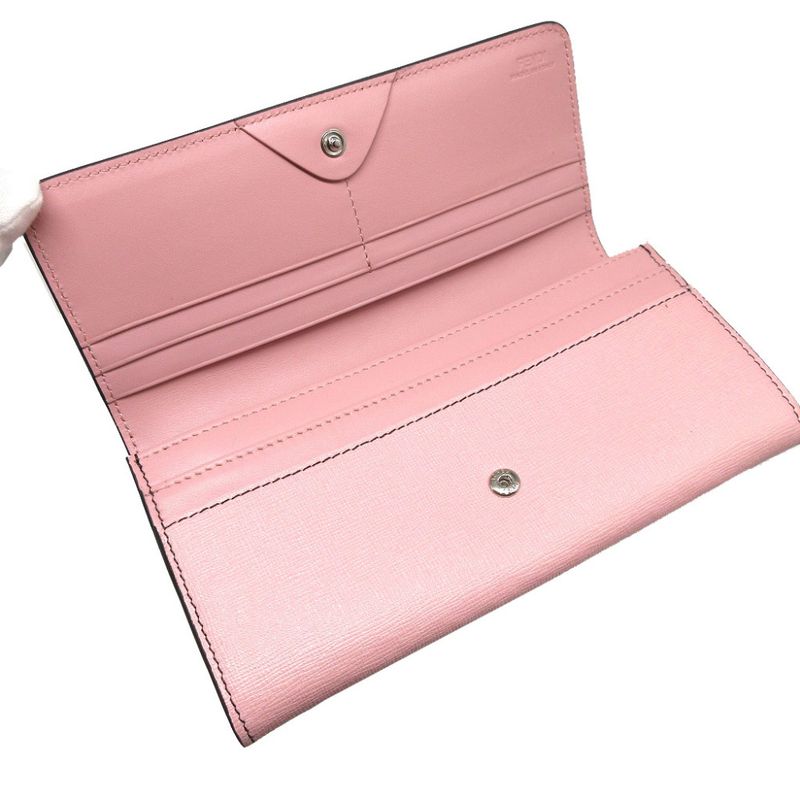 Fendi 8m0251 Continental Wallet Monster Leather Pink Bifold Long Wallet 1555