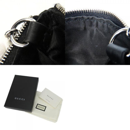 Gucci Coin Case 544476 Striped Leather Black Silver Hardware Small Case Key