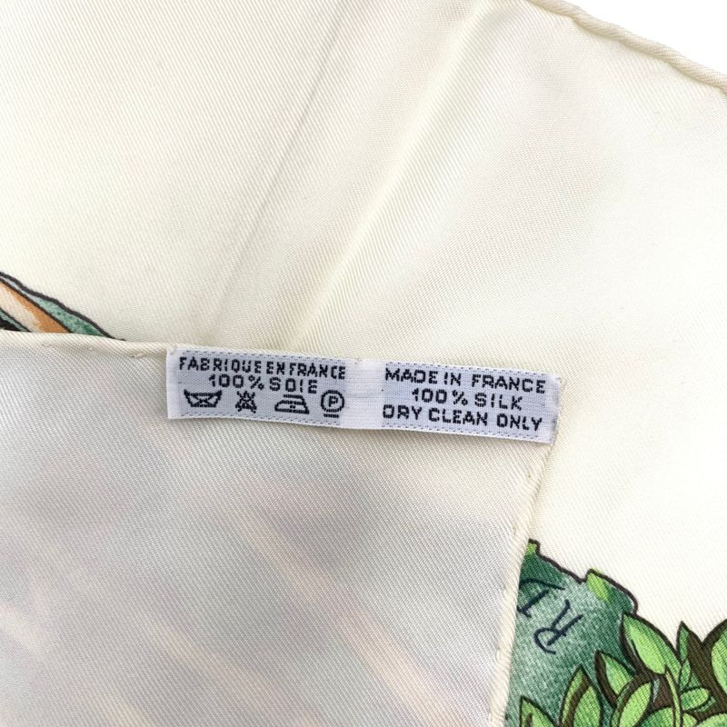 Hermes Carre 90 Sichuan Ivory X Multicolor Scarf 100% Silk