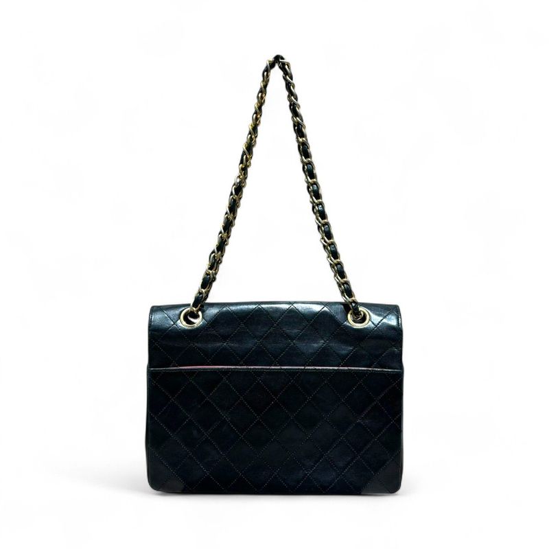 Chanel 2xxxxx 1980's Vintage Lambskin Matelasse Shoulder Bag Women Black -