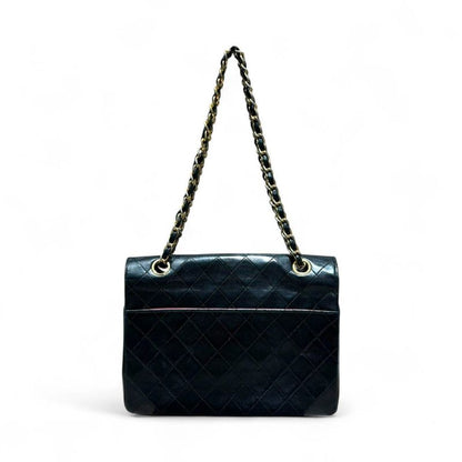 Chanel 2xxxxx 1980's Vintage Lambskin Matelasse Shoulder Bag Women Black -