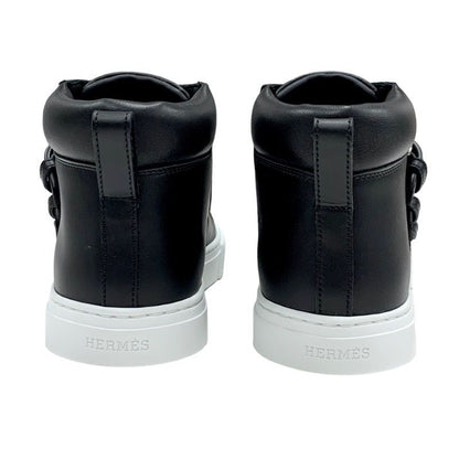 Hermes Hanky ​​sneakers Shoes Leather Black Silver Unused Studded High Cut