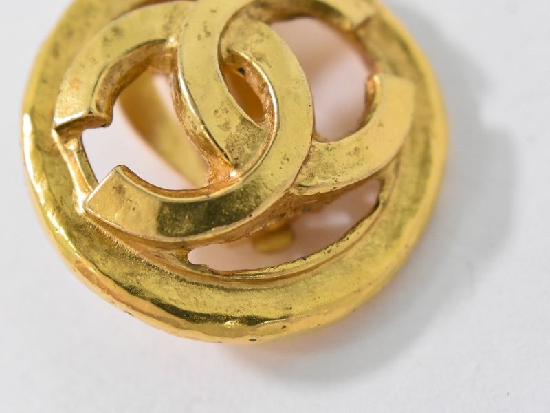 Authentic Chanel Coco Mark Earrings GP Gold Plated Coco Mark Accessories