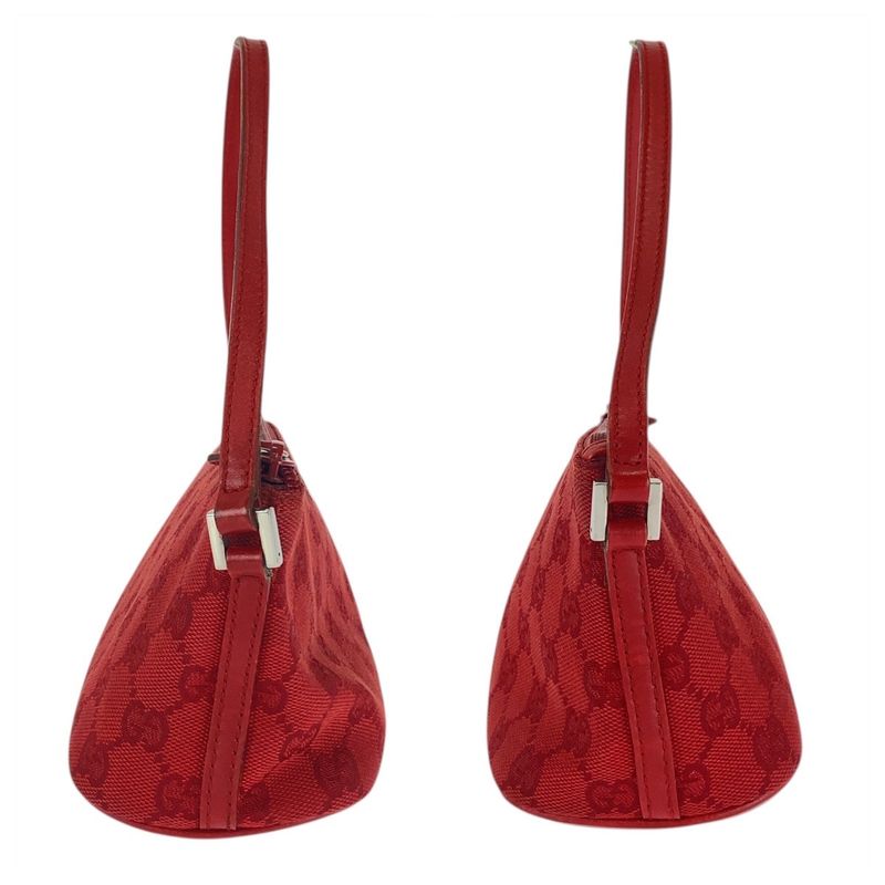 Gucci Red Silver Hardware GG Canvas 039 1108 Handbag Accessory Pouch Women