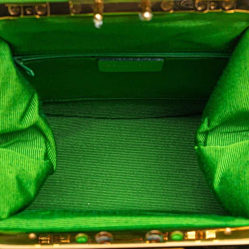 Dior Gusset Handbag Shoulder Bag 2WAY Blue Green Satin Canvas Women's Dior